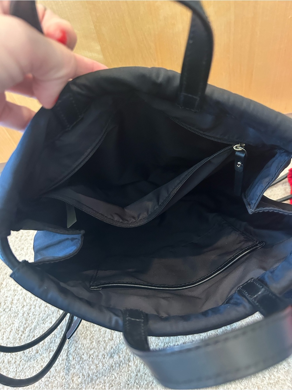 kate spade Black Nylon Drawstring Backpack with Gold Logo - Picture 4 of 4